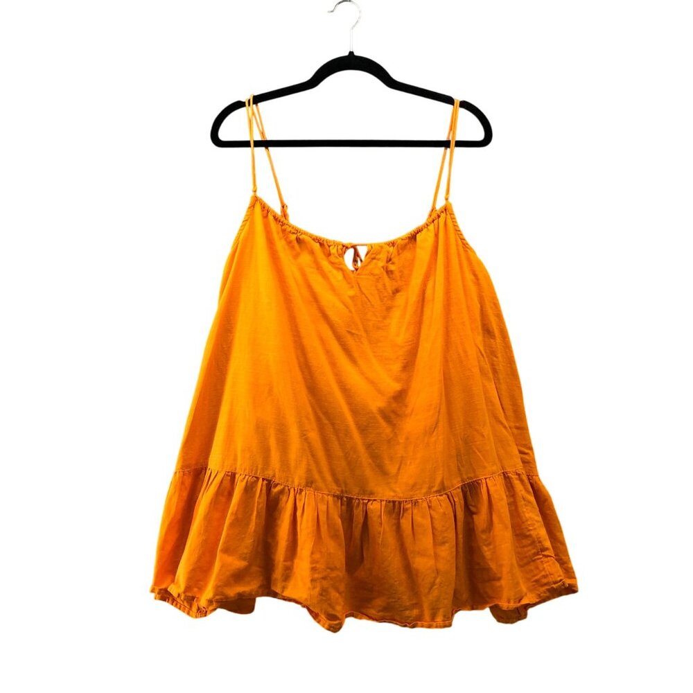 Urban Outiftters Ruffle Cami Top Womens M Orange Tunic Peplum Cotton Adjustable‎